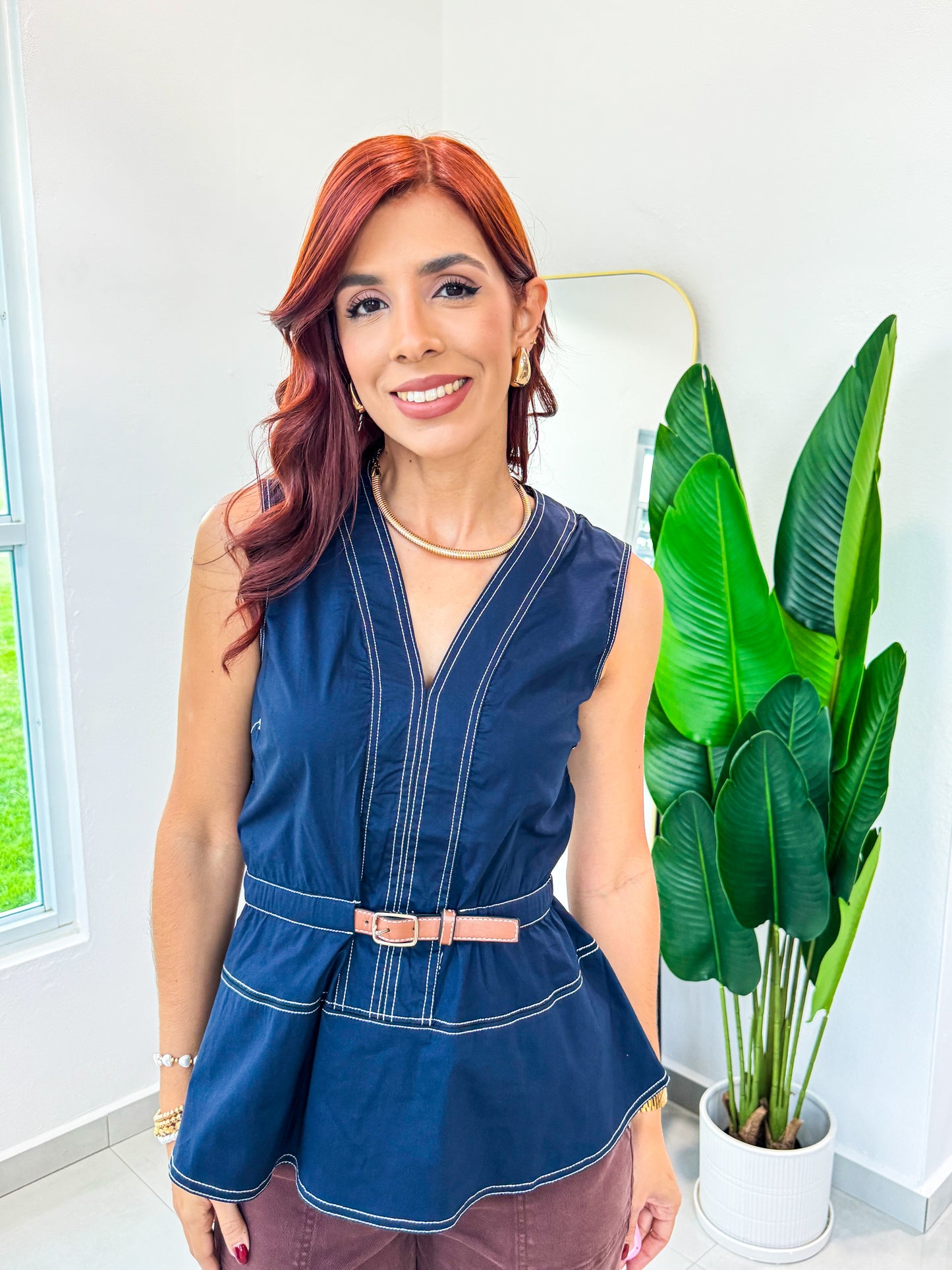 “Sonia” Navy Top