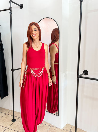 “Darimar” Balloon Red Jumpsuit