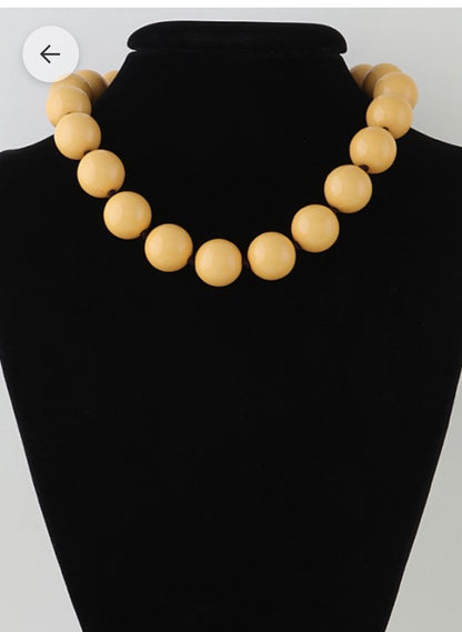 Burgundy, Yellow & Olive Crystal Beaded Necklace