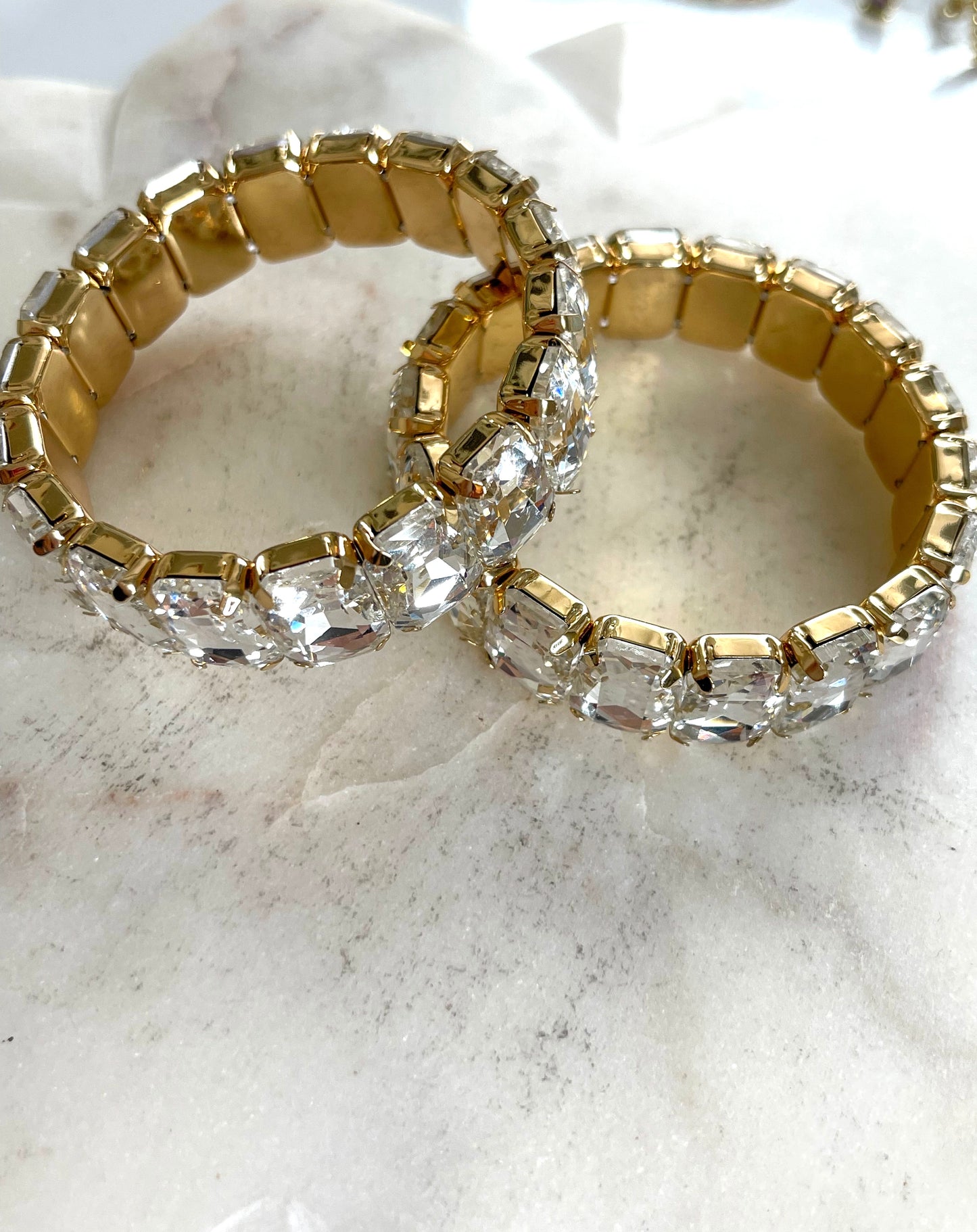 Crystal Clear and Gold Bracelets