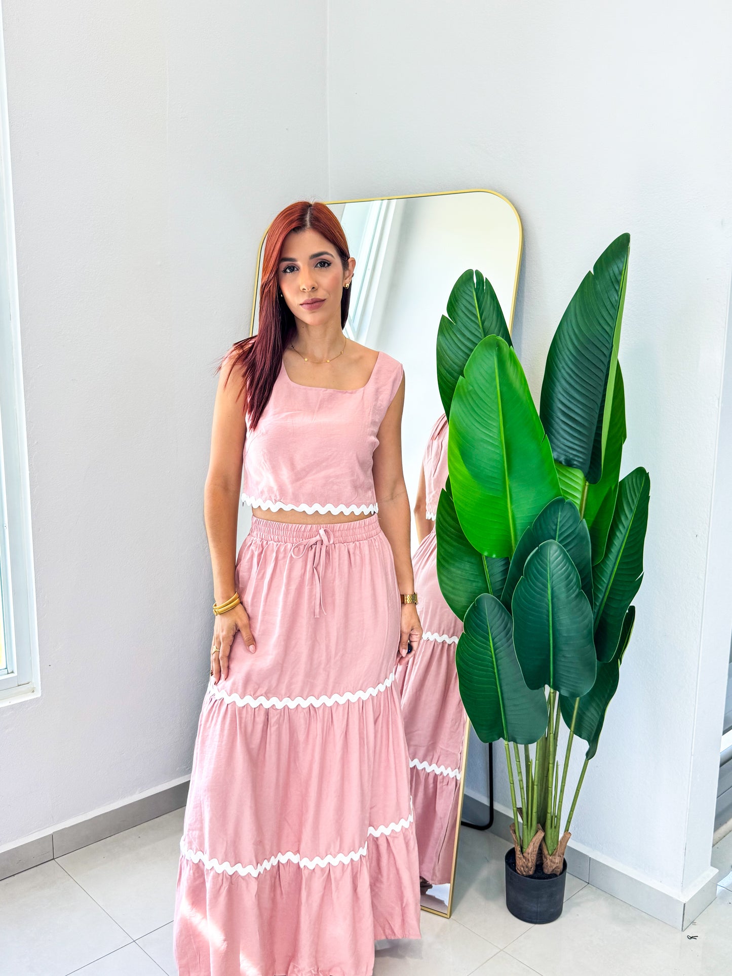 “Cristal” Mauve Skirt Set