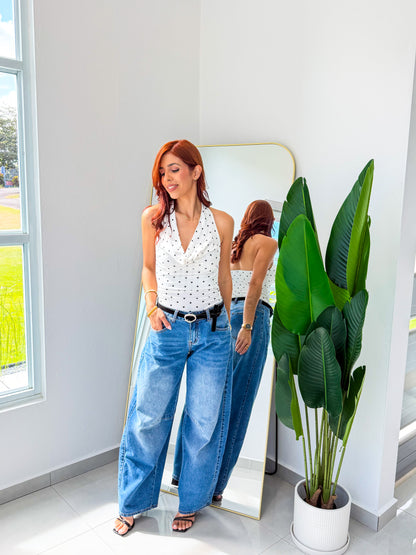 “Anette” Medium Denim Barrel Jean