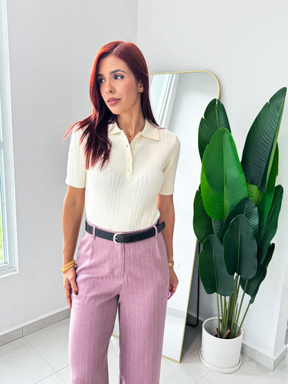 “Ariana” Knit Cream Top