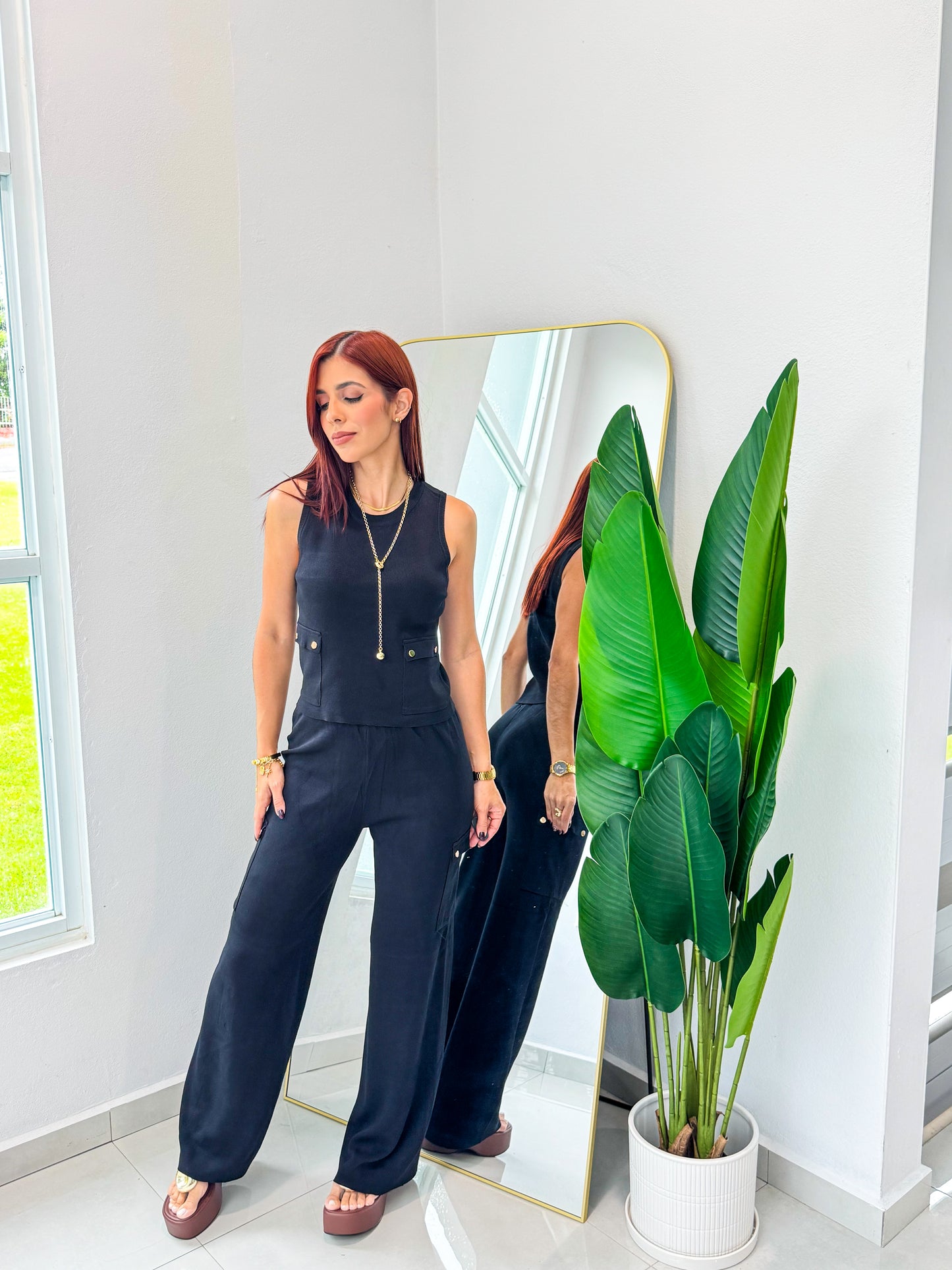 “Amira” Black Cargo Knit Set