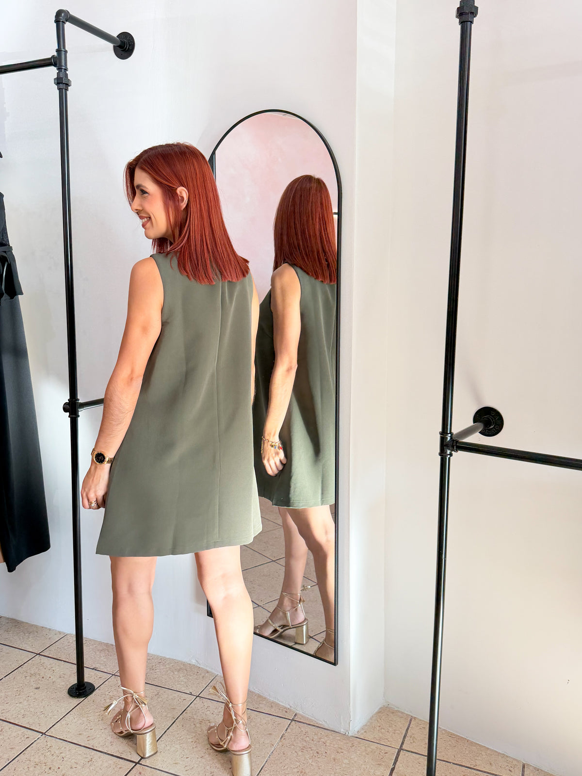 “Sasha” Olive Short Dress