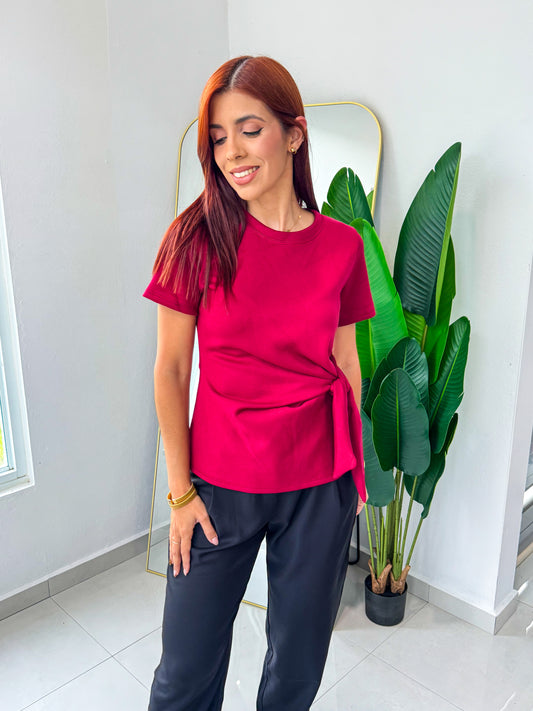 “Mariam” Wine Knot Top