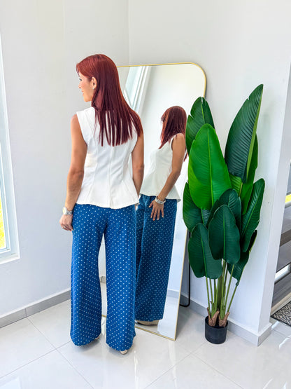 “Ashley” White Peplum Top
