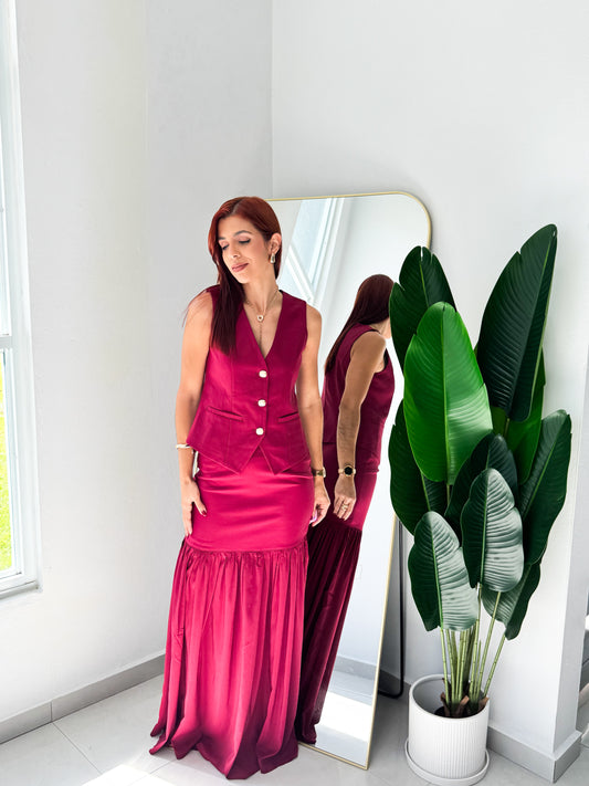 “Aurora” Wine Skirt Set
