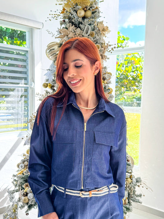 “Eva” Dark Denim Jacket/Top