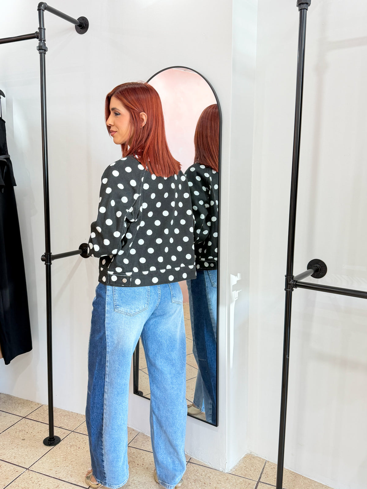“Paula” Black Polka Dots Jacket