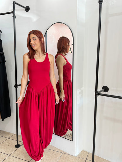 “Darimar” Balloon Red Jumpsuit