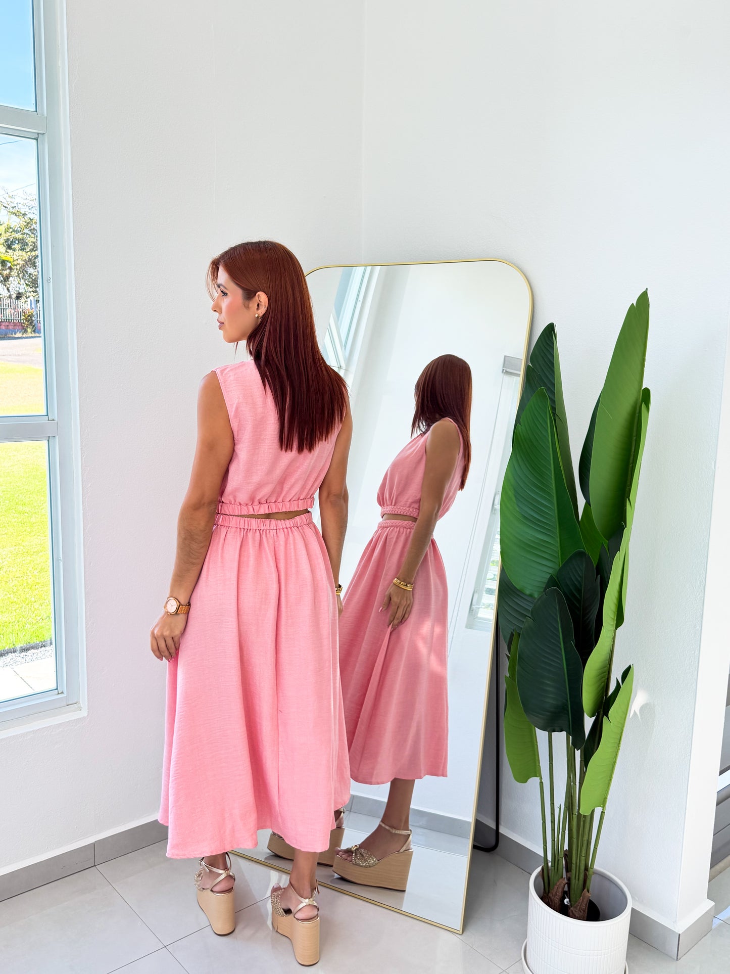 “Claudia” Pink Skirt Set