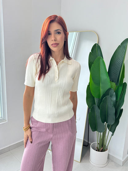 “Ariana” Knit Cream Top