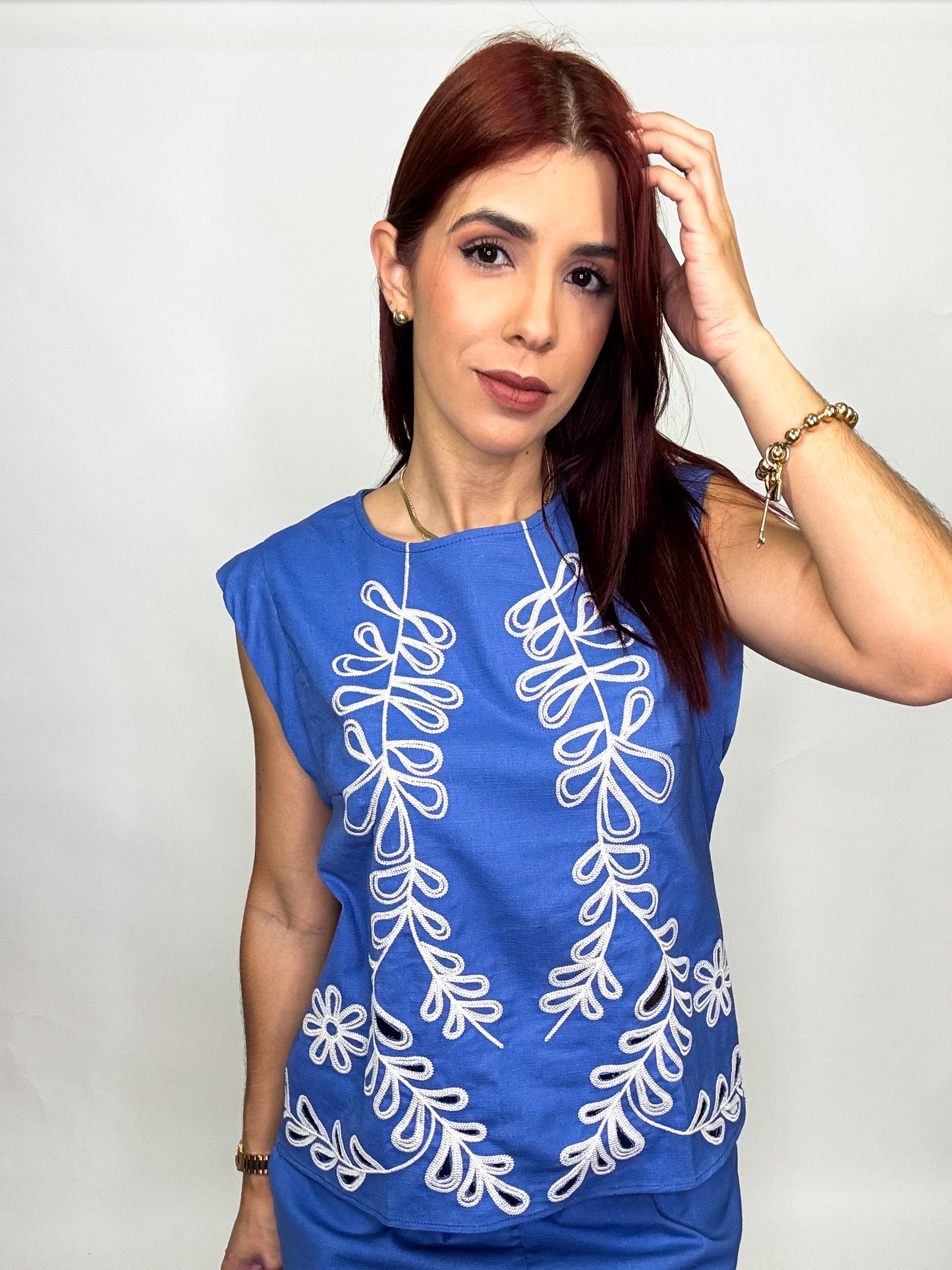 “Arlene” Blue Embroidered Set