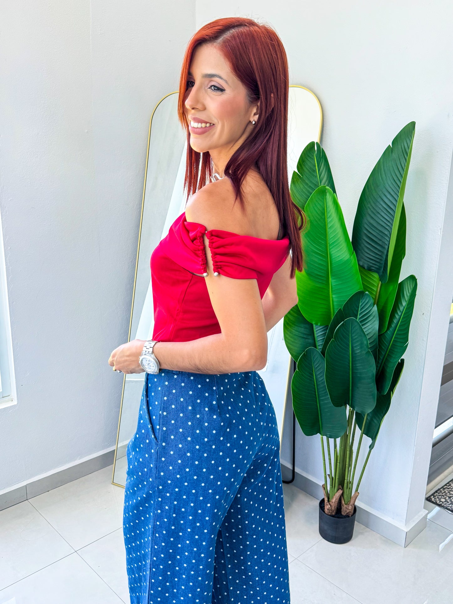 “Nicole” Red Off Shoulder TOP
