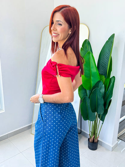 “Nicole” Red Off Shoulder TOP