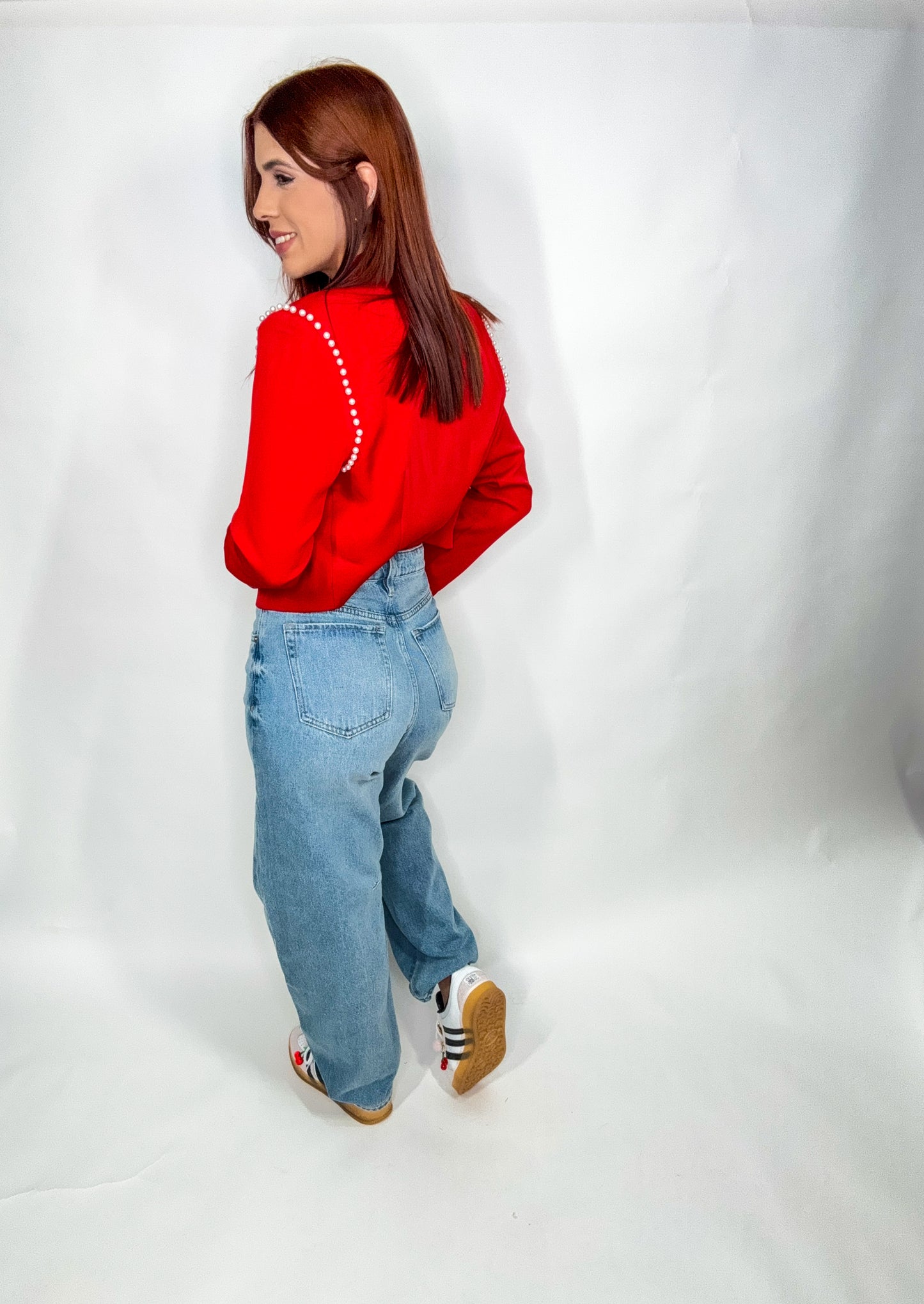 “María” Red Cropped Blazer