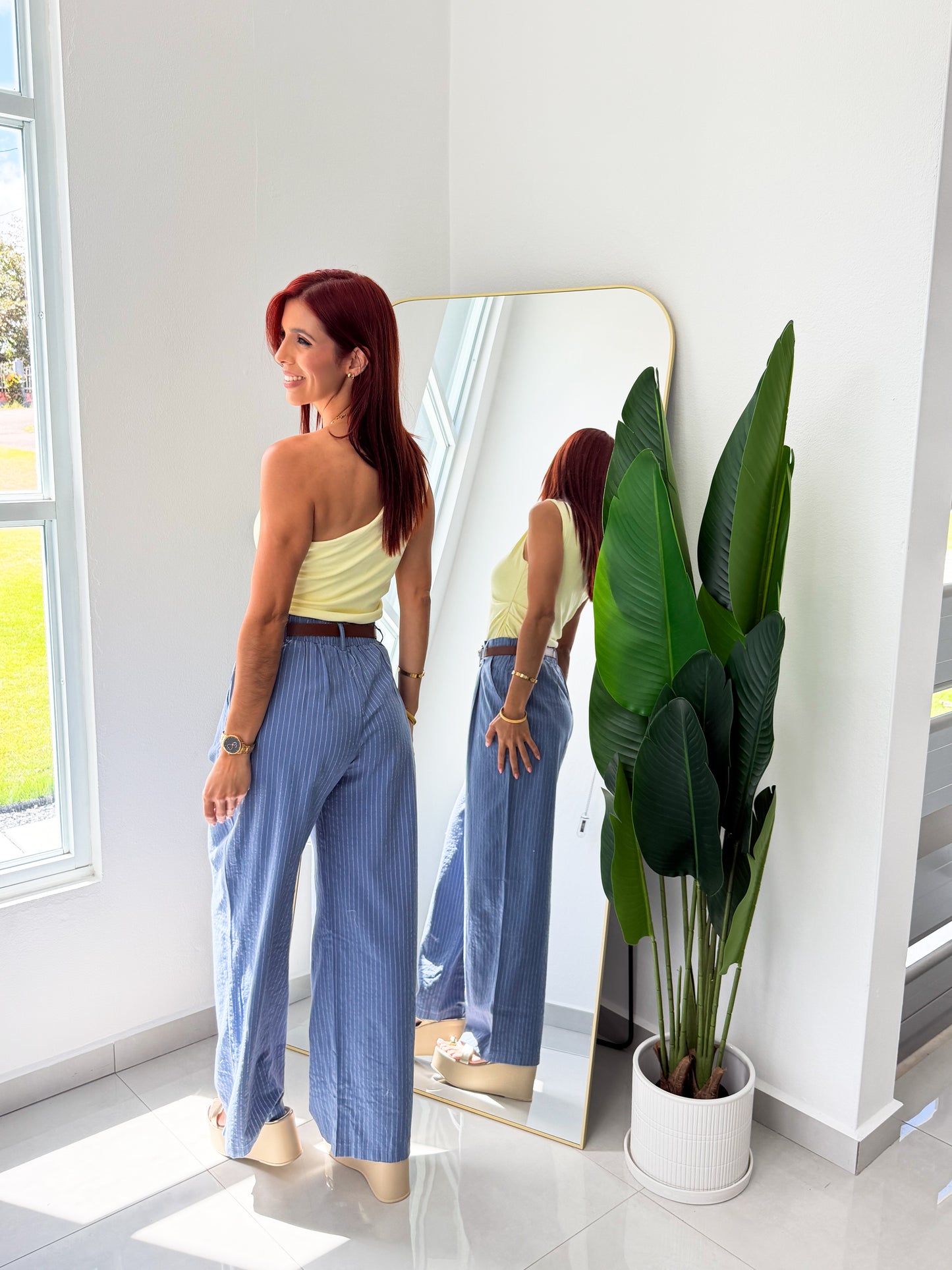 “Ximena” One Shoulder Yellow Top