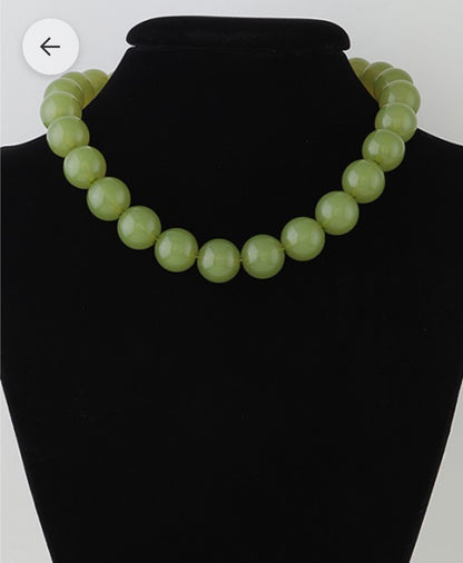 Multi Color & Green Crystal Beaded Necklace