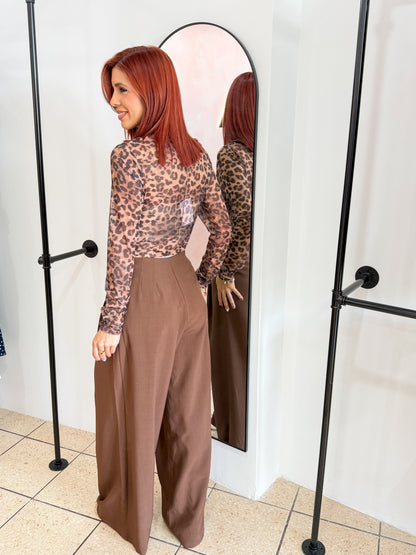 “Maria” Animal Print Mesh Top