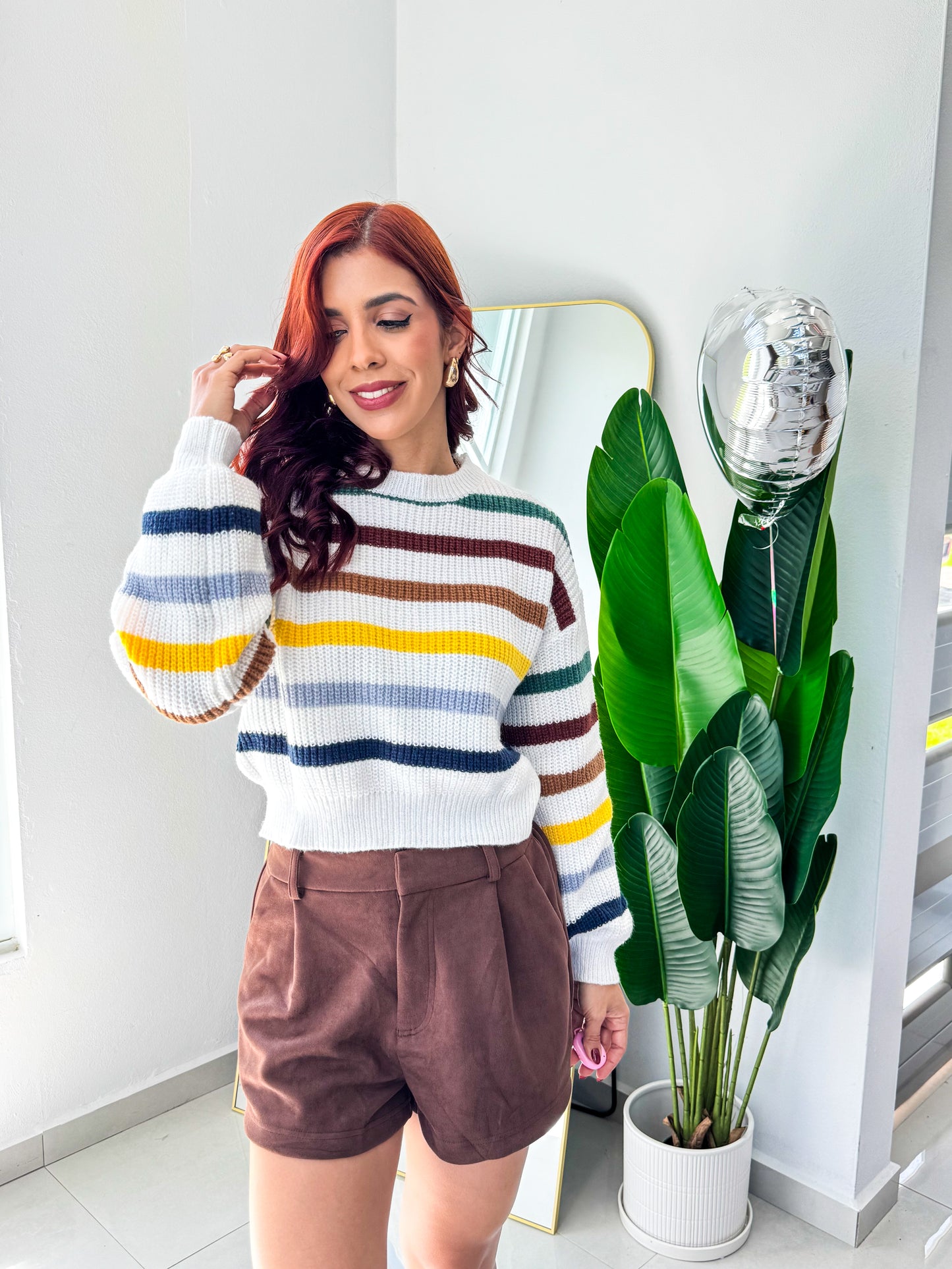 “Miranda” Green Multi Stripe Sweater