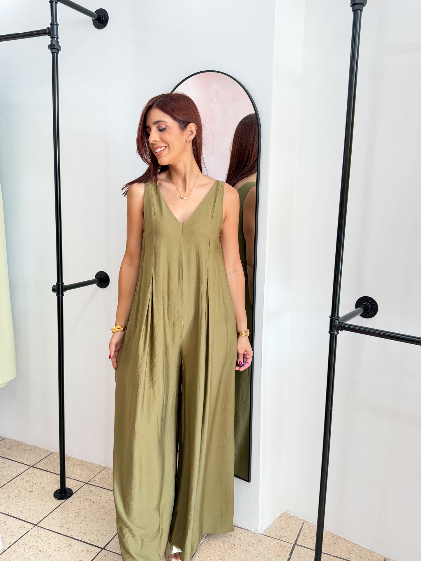 “Kaila” Olive Jumpsuit