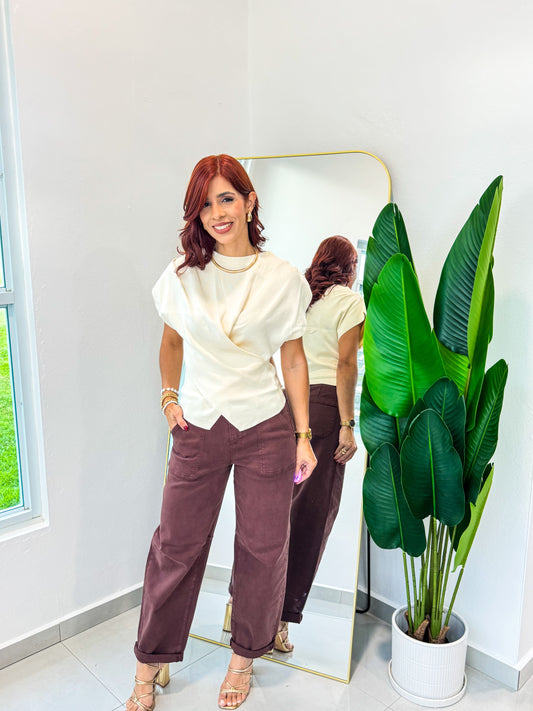 “Ana” Brown Barrel Jean