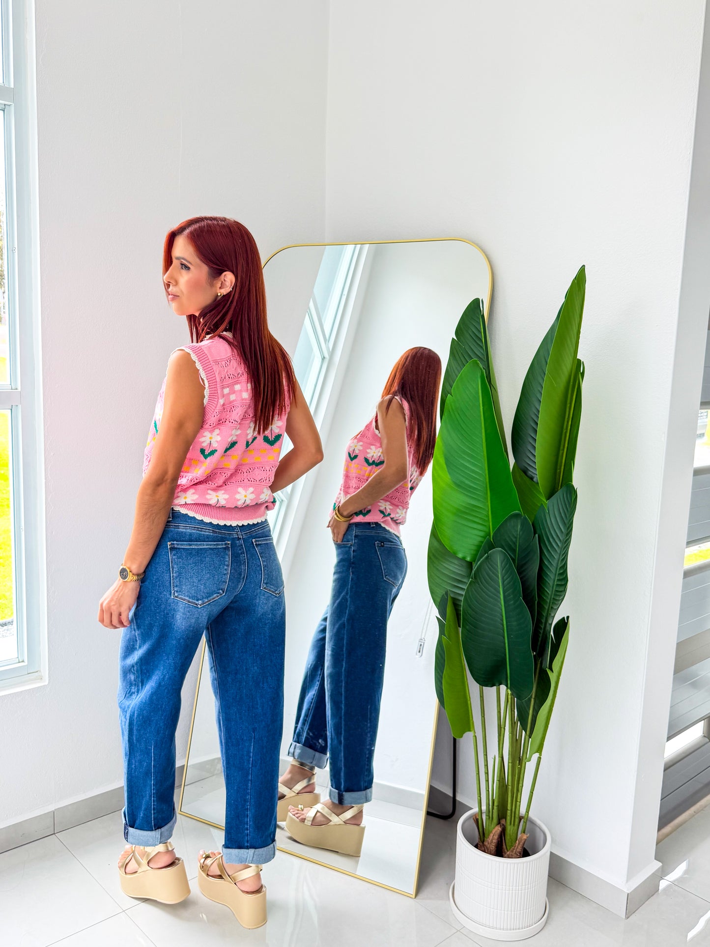 “Jessica” Pink Floral Top