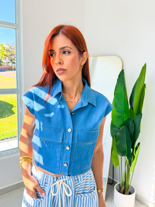 “Betsy” Light Denim Top