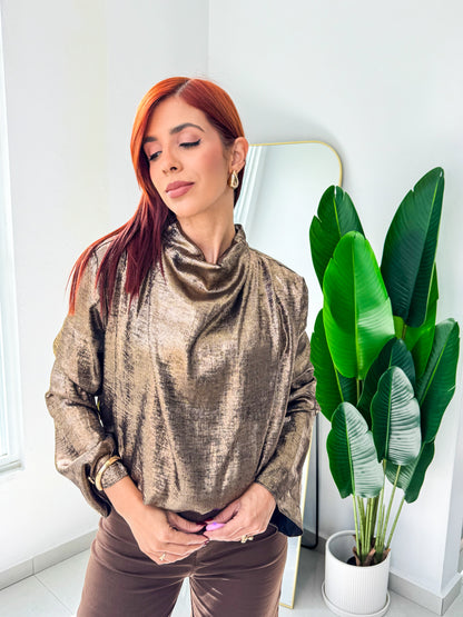 “Sofía” Foil Black/Gold Top (Holiday)