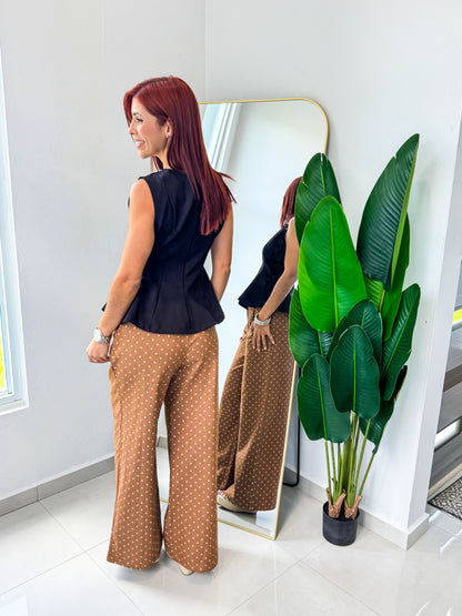 “Ashley” Black Peplum Top