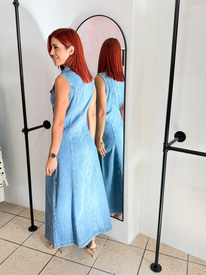 “Alena” Denim Maxi Dress