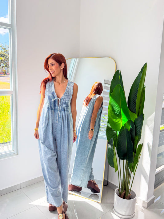 “Ambar” LIGHT Denim Overall/Jumpsuit