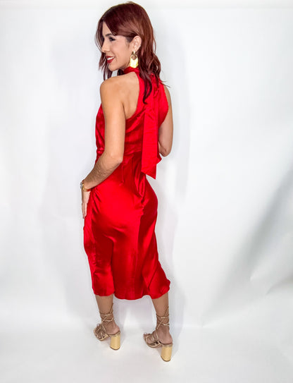 “Gabriela” Red Midi Dress