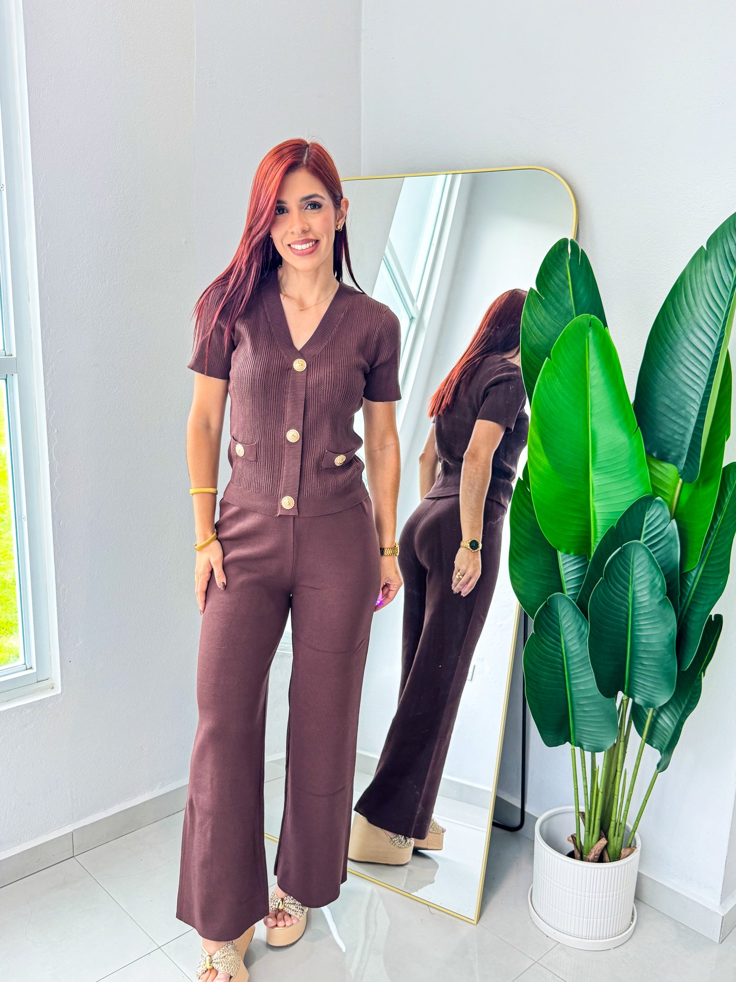 “Amneris” Brown Knit Set