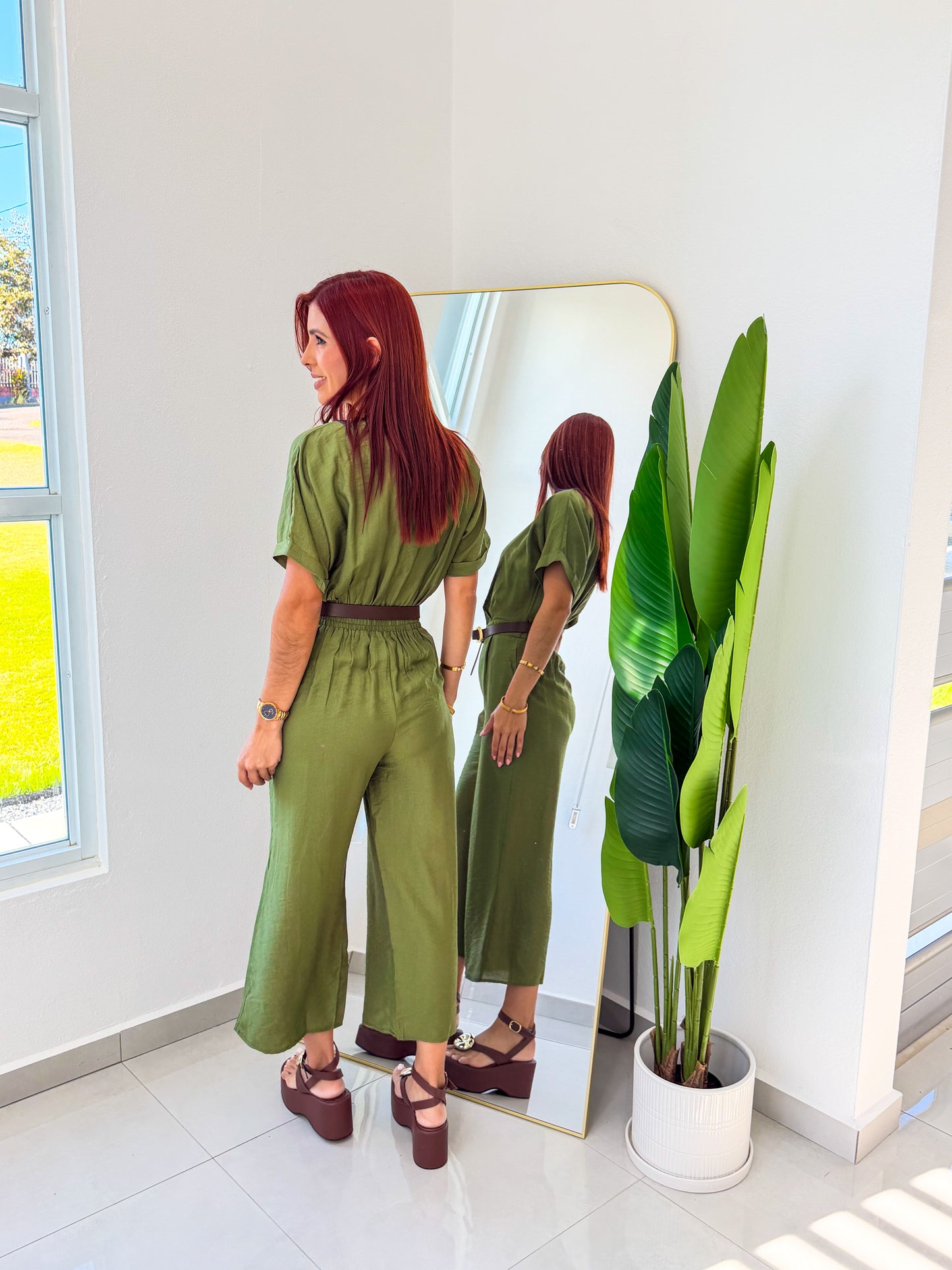 “Selena” Green Jumpsuit