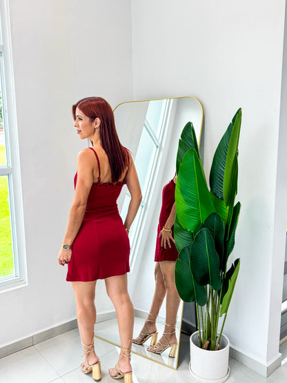 “Gloribel” Wine Vest Dress