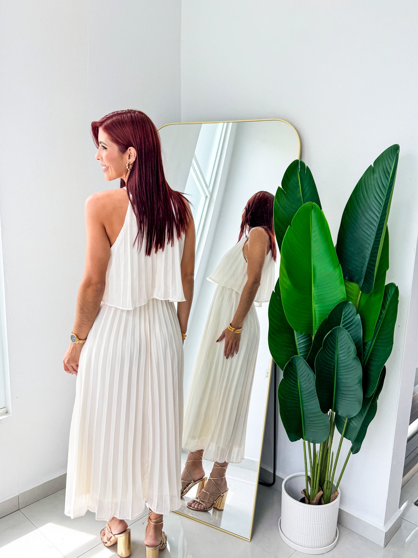 “Catalina” Cream Midi Dress