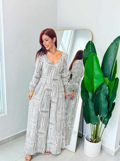 “Alana” Off White Printed Jumpsuit