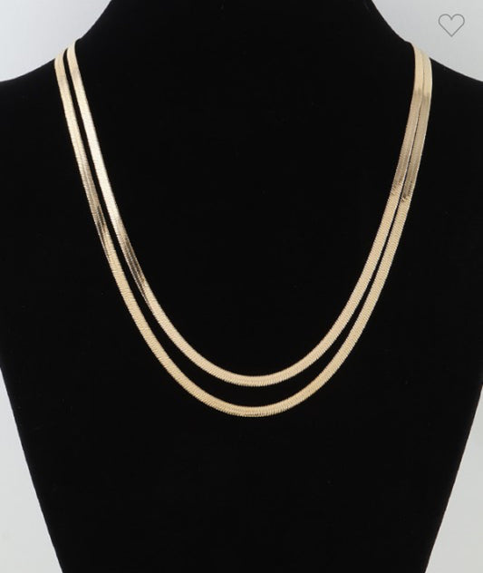 Double Snake Gold & Silver Necklace