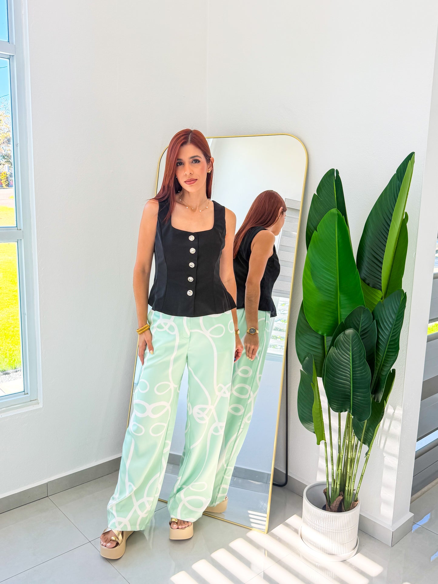 “Sarah” Black Vest Top