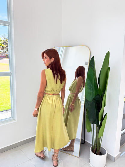 “Claudia” Green Skirt Set