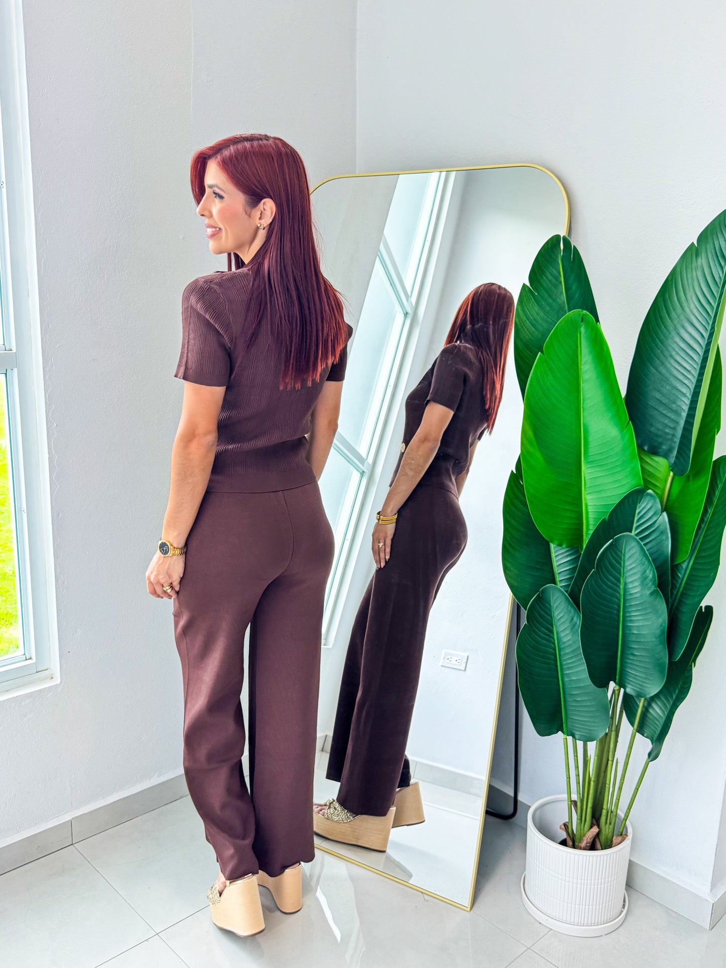 “Amneris” Brown Knit Set