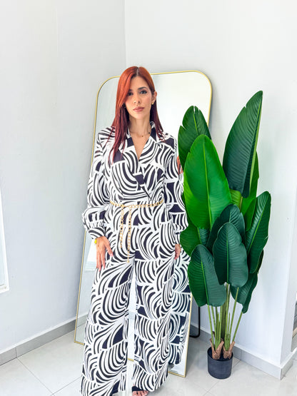 “Laura” Black/White Jumpsuit