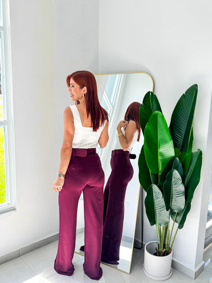 “Alana” Wine High Waisted Pant