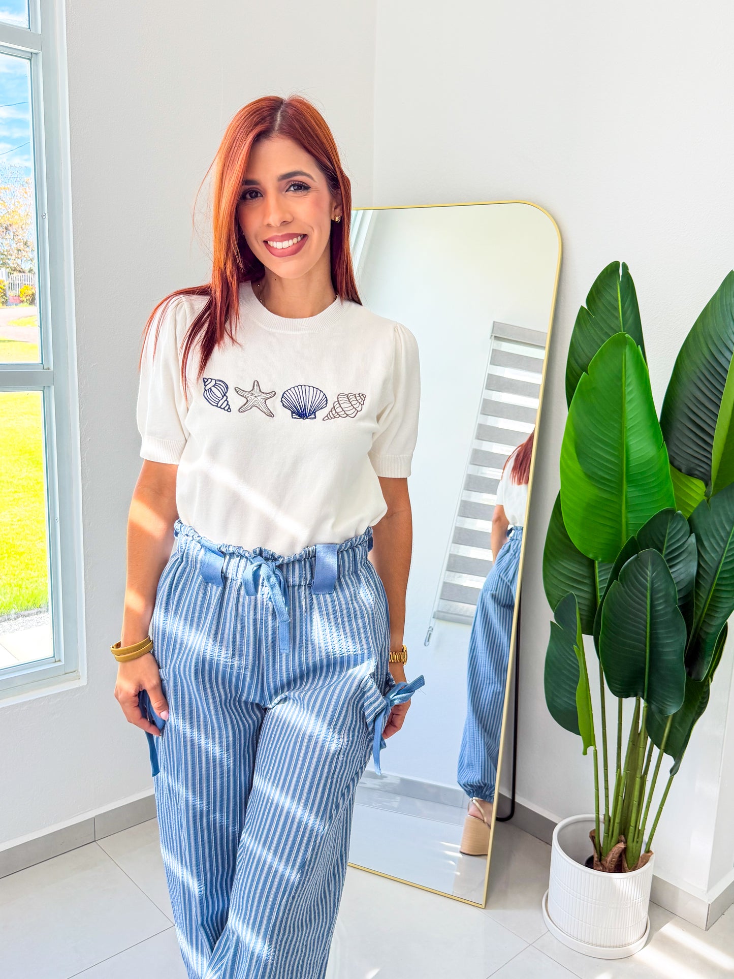 “Sofía” White Ocean Top