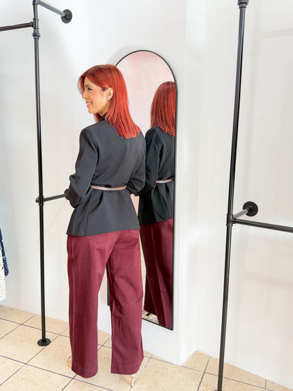 “Astrid” Wine Wide Leg Jean