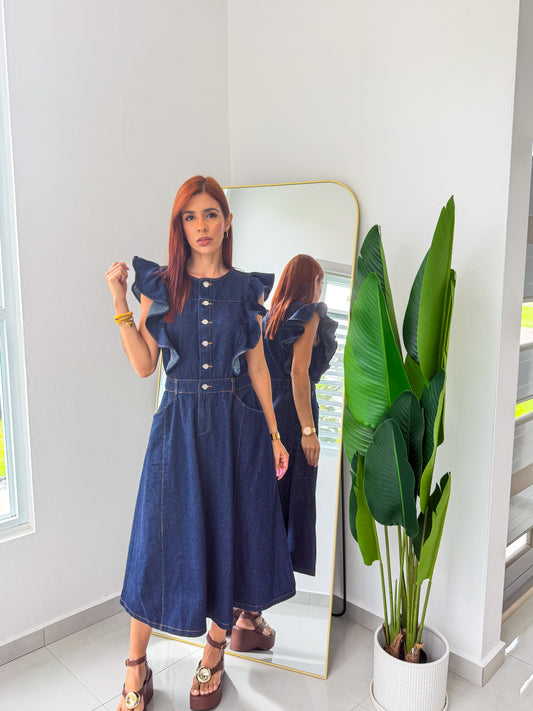 “Mia” Denim Midi Dress