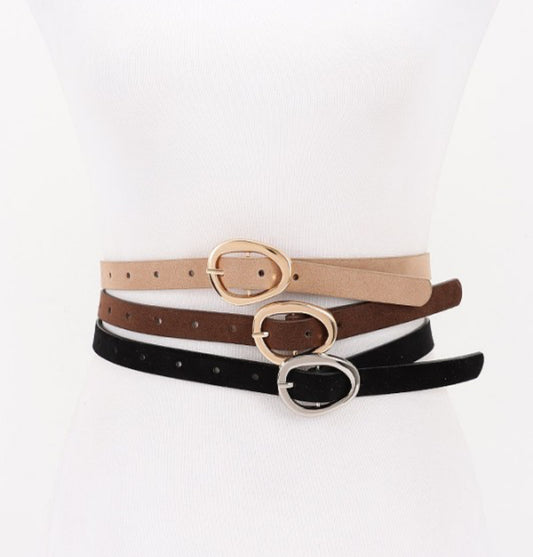 Trio Suede Belts (brown, taupe & black)