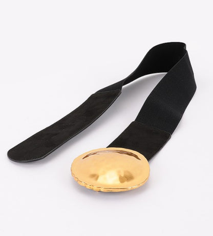 Metal Buckle Elastic Belt (Black & Camel)